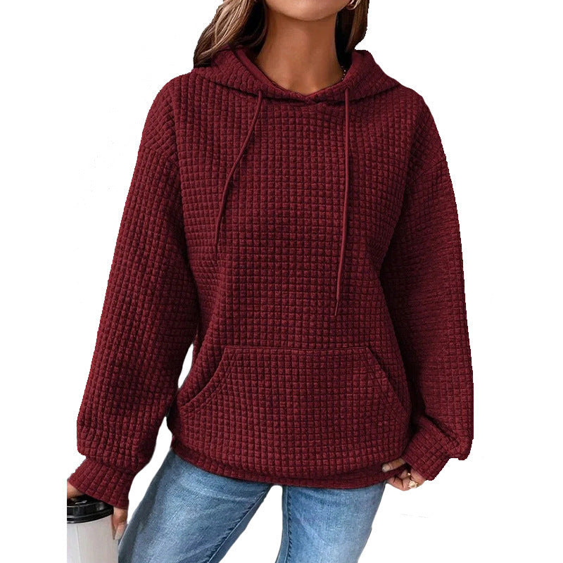 Sweat à capuche gaufré pour femme avec poche kangourou et coupe décontractée Berg-Feldt