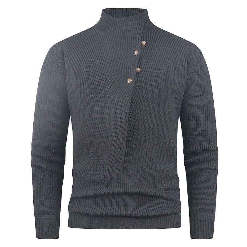 Pull tricoté pour homme avec col montant moderne et boutons décoratifs Berg-Feldt
