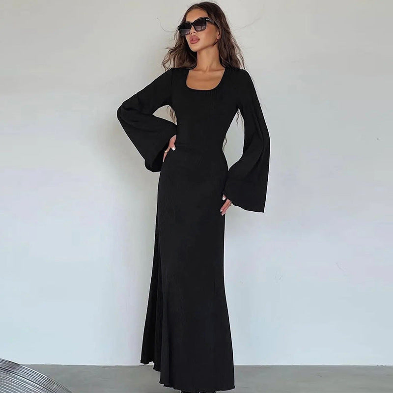 Robe longue pour femme avec manches évasées et buste froncé Berg-Feldt