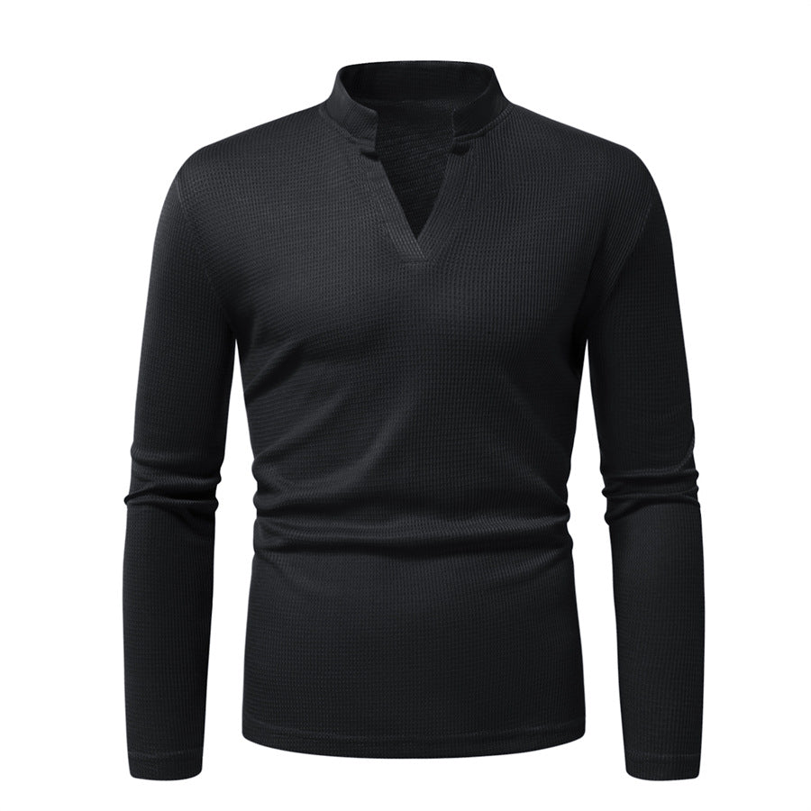 Herren Langarmshirt mit modernem Stehkragen und strukturierter Oberfläche Berg-Feldt