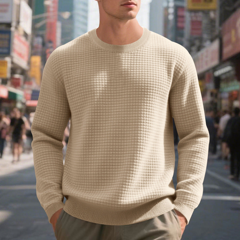Herren warmer Pullover mit strukturiertem Gewebe und Rundhalsausschnitt Berg-Feldt
