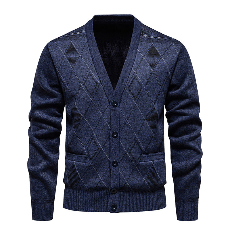 Cardigan homme stylé à col en V et motif texturé Berg-Feldt