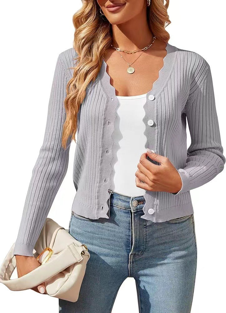 Damen élégant cardigan en tricot avec bordure festonnée Berg-Feldt