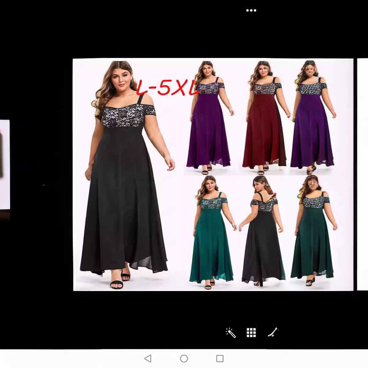 Maxikleid für Damen mit angeschnittenen Ärmeln und floraler Spitze von berg-feldt
 - berg-feldt