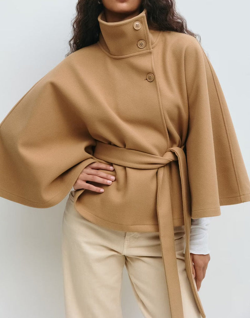 Damen-Wolljacke élégante à col montant et ceinture Berg-Feldt