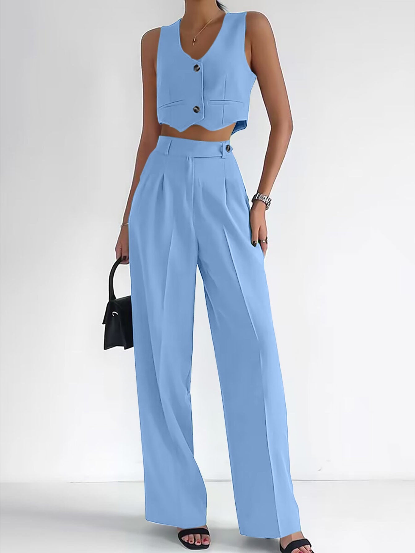Ensemble deux pièces tendance pour femme avec haut sans manches et pantalon large Berg-Feldt
