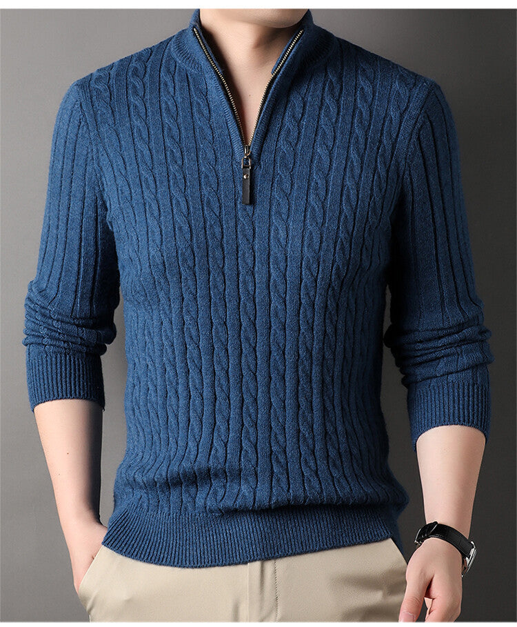 Chandail pour homme avec fermeture éclair et motif torsadé structuré Berg-Feldt