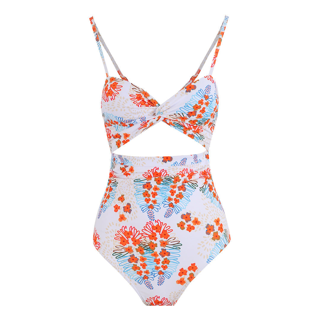 Maillot de bain deux pièces taille haute à découpes fleuries pour femme, berg-feldt