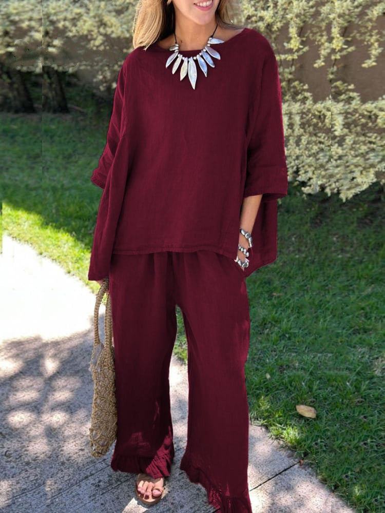 Ensemble de détente pour femme avec pantalon large et haut décontracté par berg-feldt