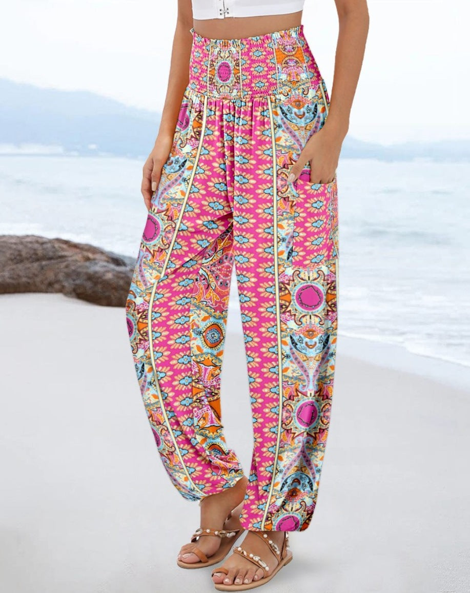Pantalon de plage élégant et confortable pour femme, à taille élastique, motif cachemire, par berg-feldt