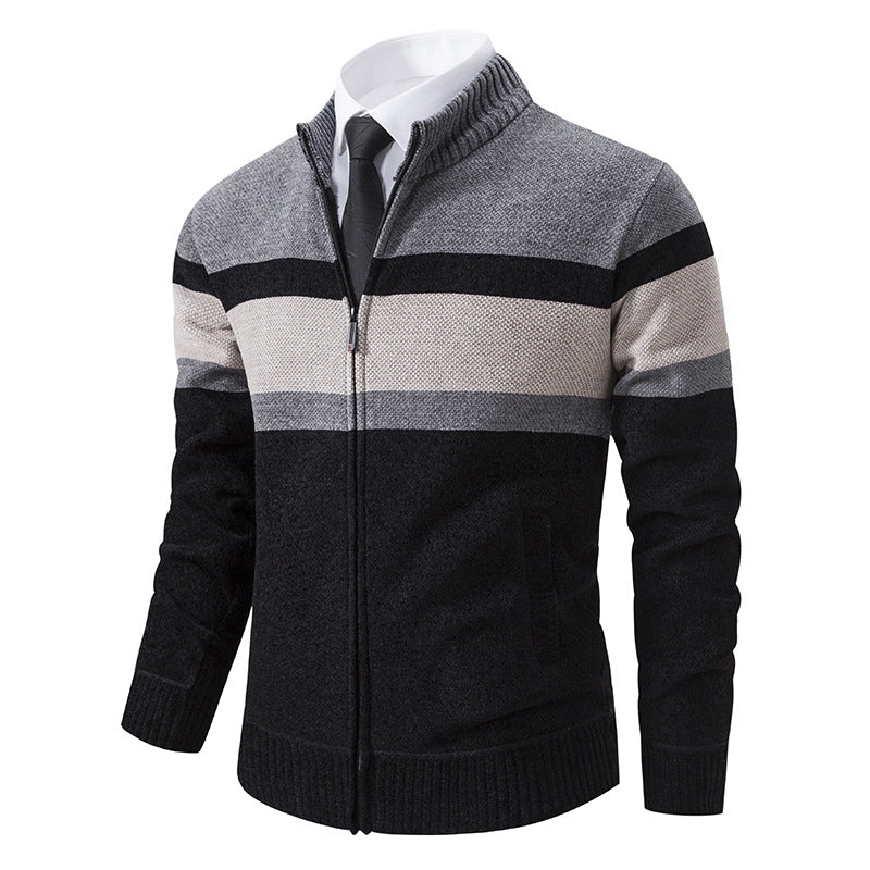 Cardigan en maille texturé pour homme avec col montant Berg-Feldt