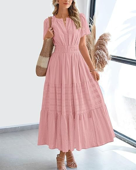 Robe longue élégante à col en V et volants pour femme berg-feldt