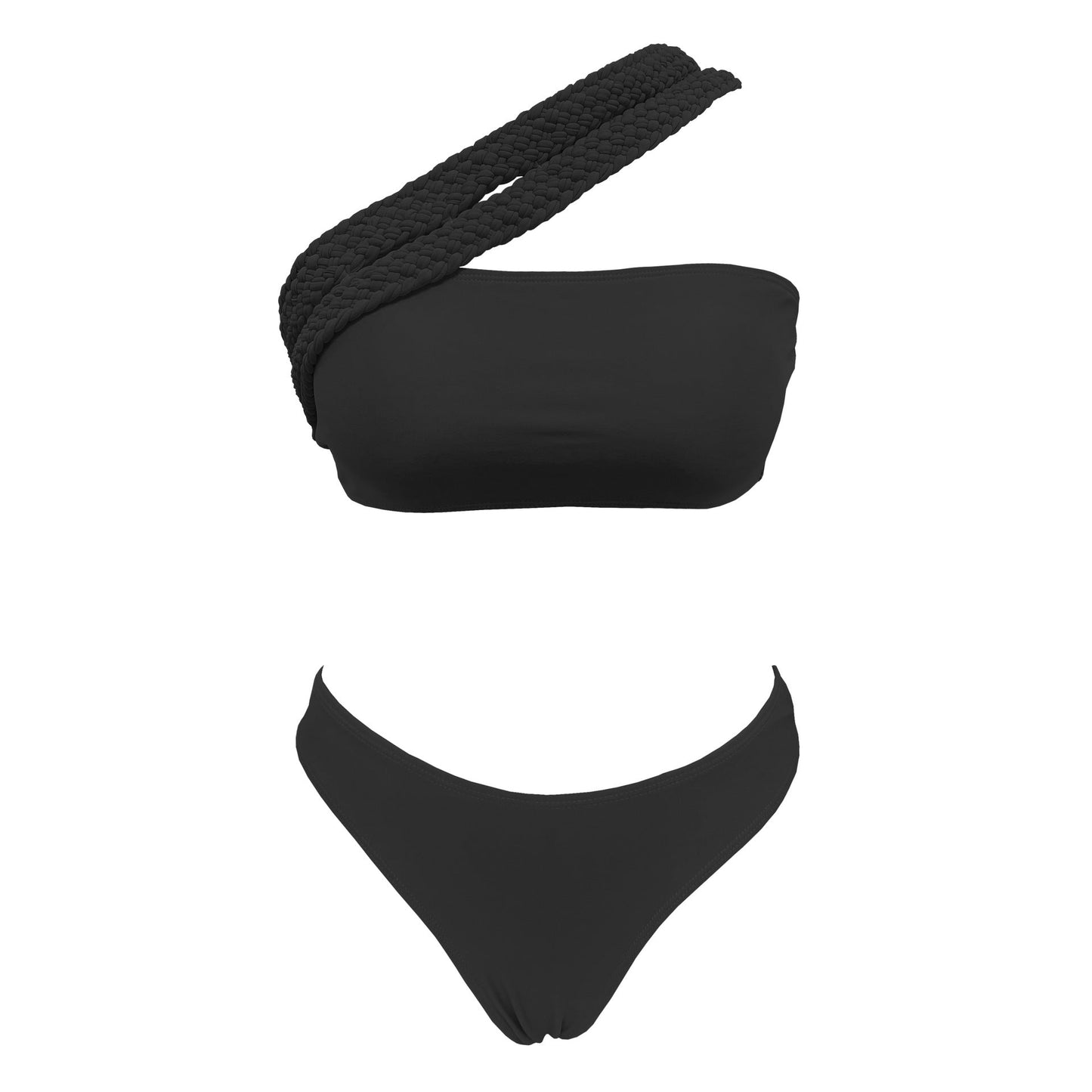 Hochgeschnittener Damen-Bandeau-Bikini mit geflochtenen Trägern von berg-feldt