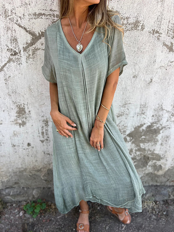 Robe Aurea en coton et lin à col en V