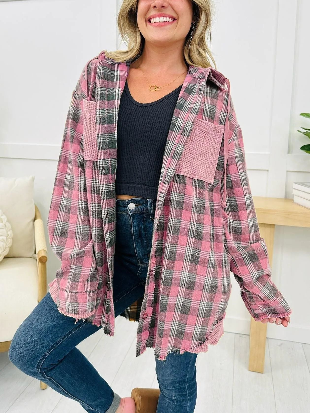 Chemise à carreaux en flanelle Berg-feldt pour femme, coupe ample