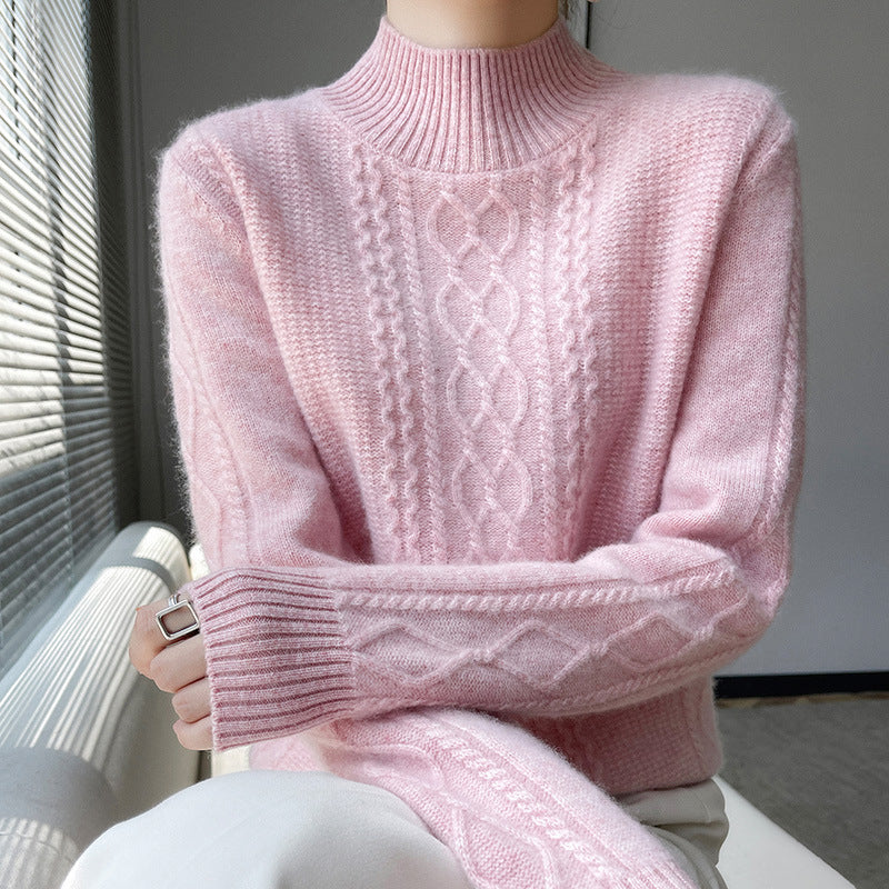 Pull en maille tressée élégant pour femme avec col montant Berg-Feldt