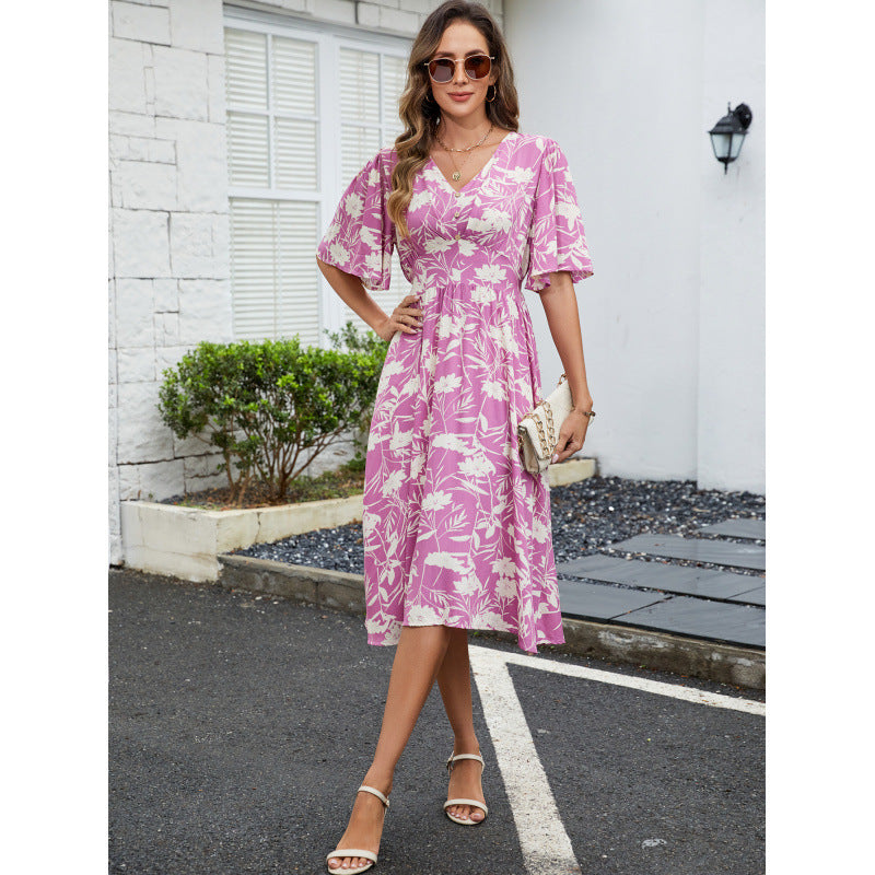 Robe midi trapèze Berg-Feldt pour femme avec manches flottantes