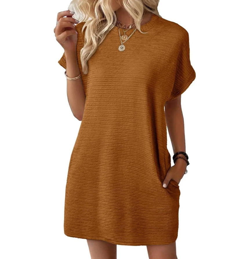 Robe courte légère à manches courtes pour femme avec texture et poches latérales de berg-feldt