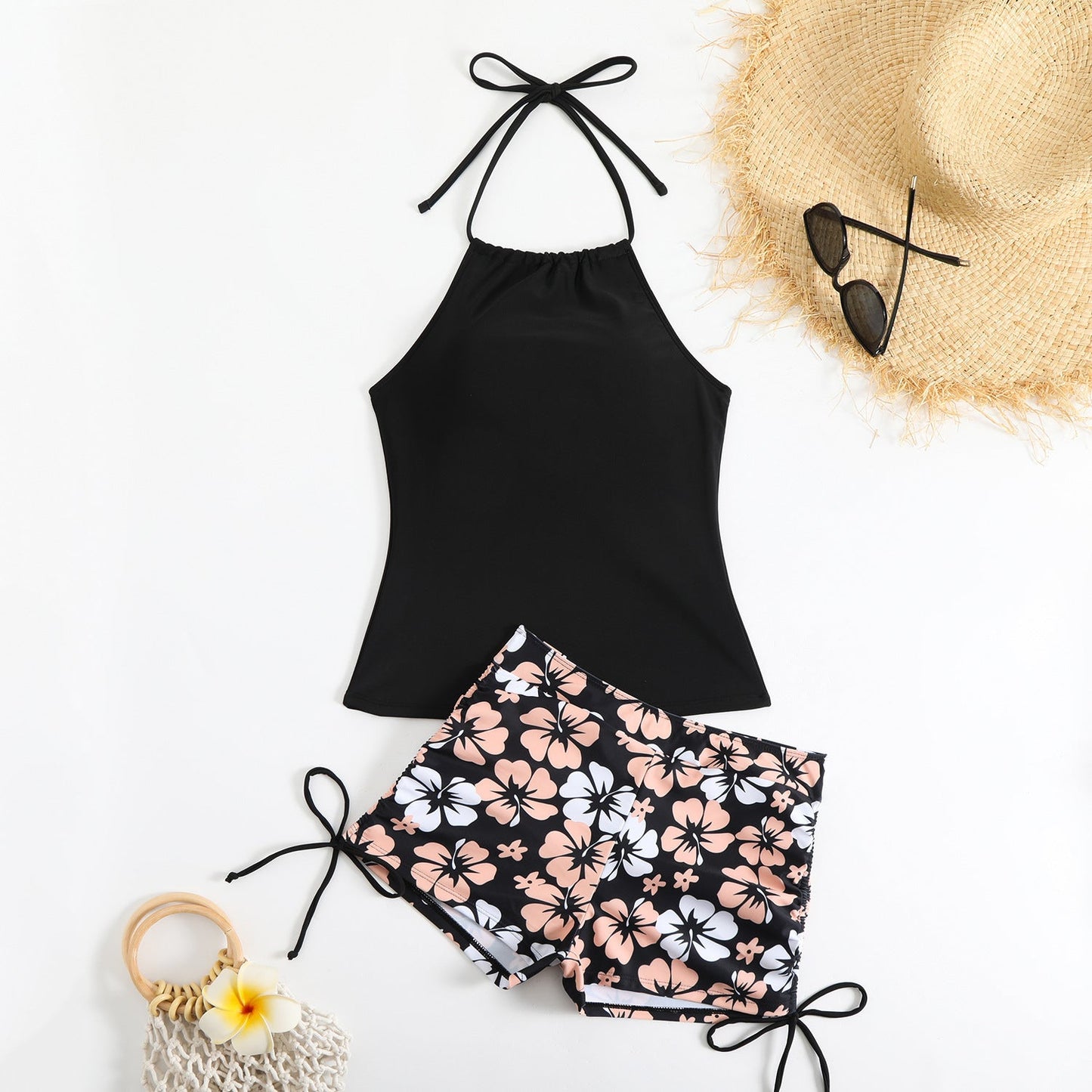 Ensemble tankini pour femme avec bretelles réglables et short tendance