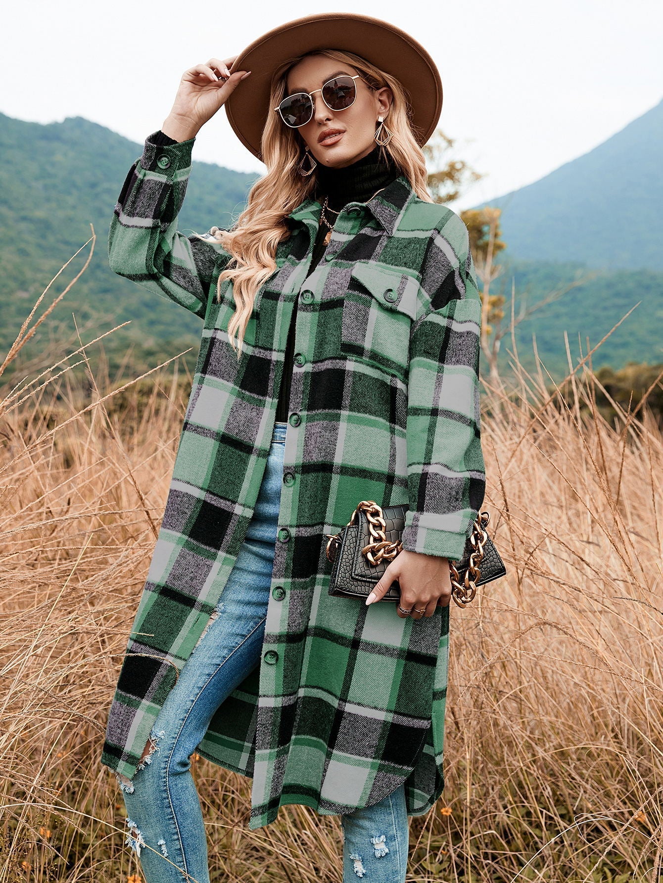 Robe chemise en flanelle à carreaux Berg-Feldt pour femmes