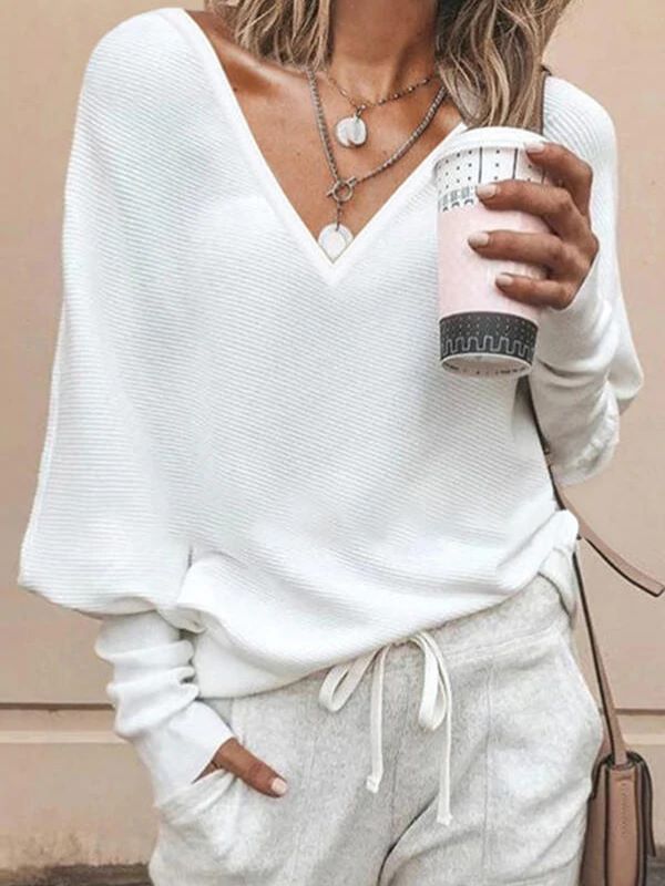 Eleganter Damenpullover mit V-Ausschnitt, strukturiertem Stoff und lässigem Schnitt von berg-feldt