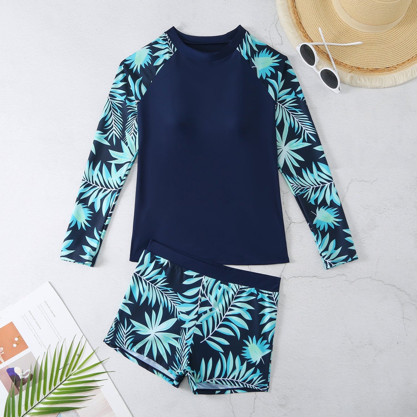 Ensemble de maillot de bain manches longues floral et anti-UV pour femmes berg-feldt