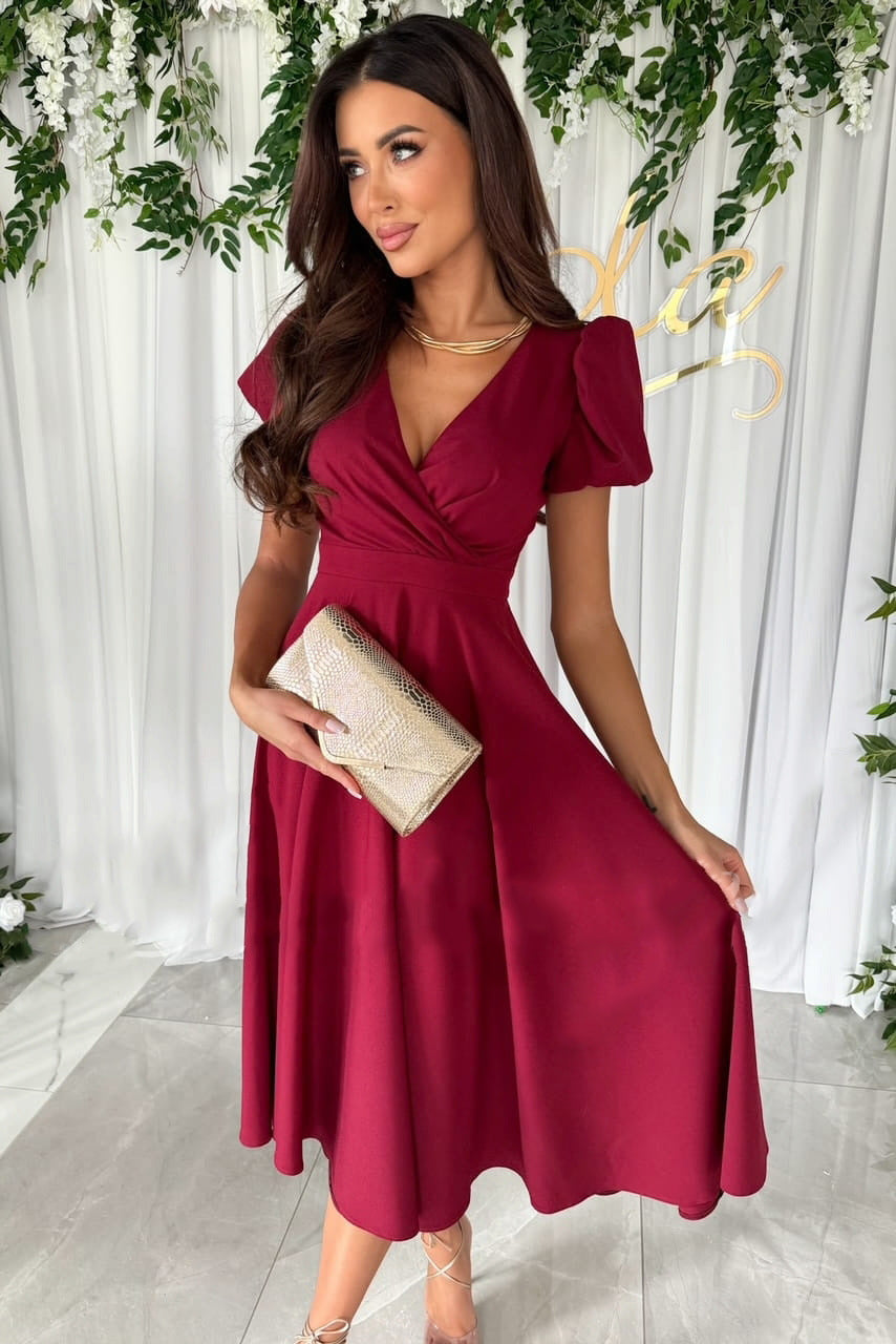 Elegantes A-Linien Damenkleid mit Wickel-Ausschnitt und raffinierten Blenden von berg-feldt