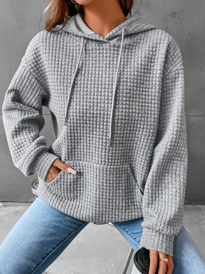 Sweat à capuche gaufré pour femme avec poche kangourou et coupe décontractée Berg-Feldt