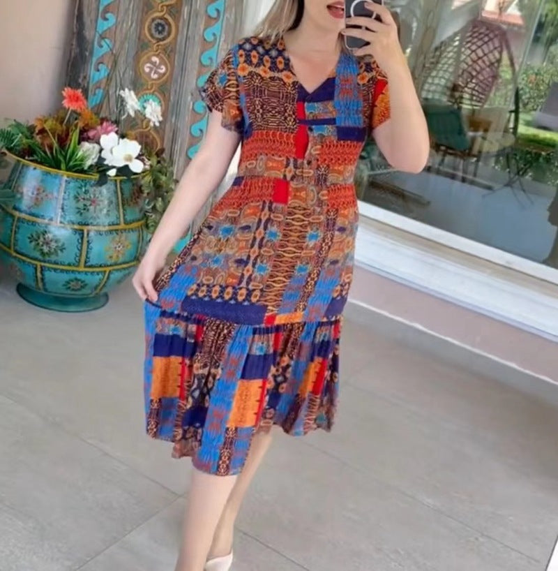 Leichtes Damenkleid im Ethno-Stil mit weitem Rock von berg-feldt