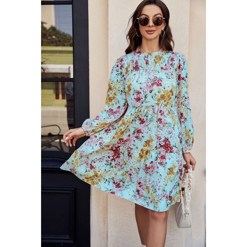 A-Linie Damenkleid mit langem Arm und Blumenmuster von berg-feldt