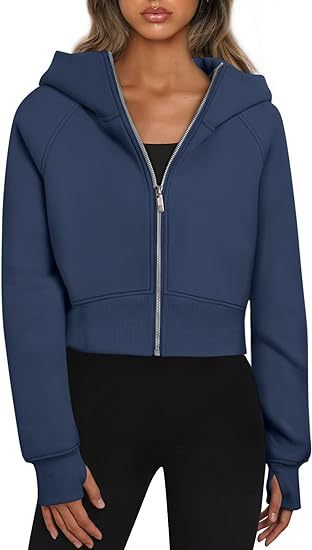 Damen cropped Kapuzenjacke mit durchgehendem Reißverschluss Berg-Feldt