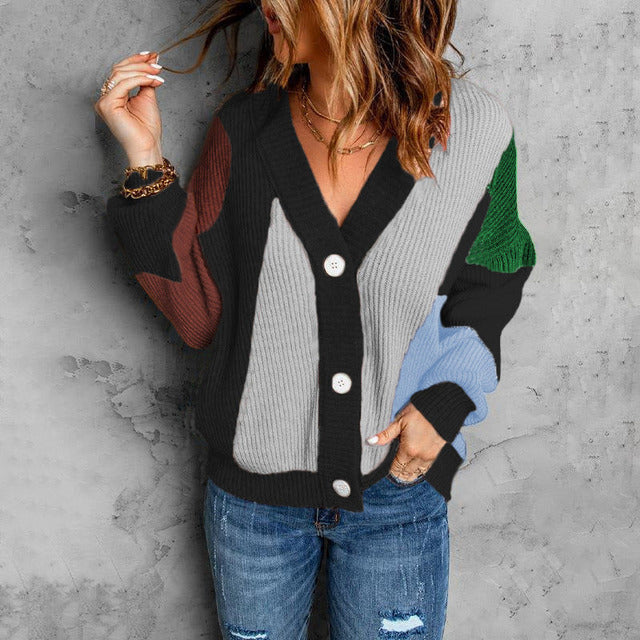 Berg-Feldt | Cardigan à col en V color block, doux et remarquable