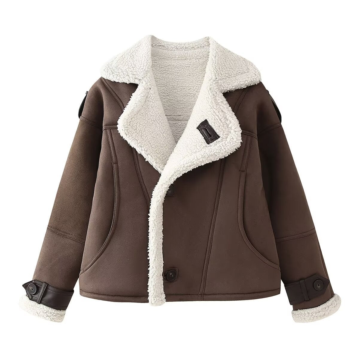 Blouson d'aviateur pour femme Berg-Feldt en similicuir avec doublure sherpa