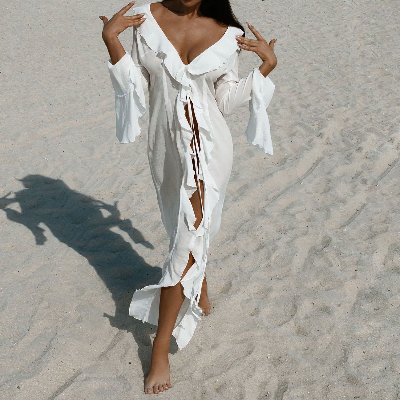 Eleganter Damen Strandkaftan mit offenem Vorderteil von Berg-Feldt
