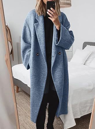 Damen Oversized Bouclé-Mantel mit doppelter Knopfleiste Berg-Feldt