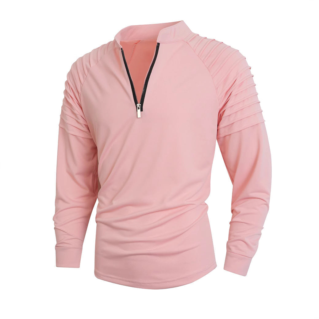 Herren Langarmshirt mit modernem Stehkragen und Reißverschluss Berg-Feldt
