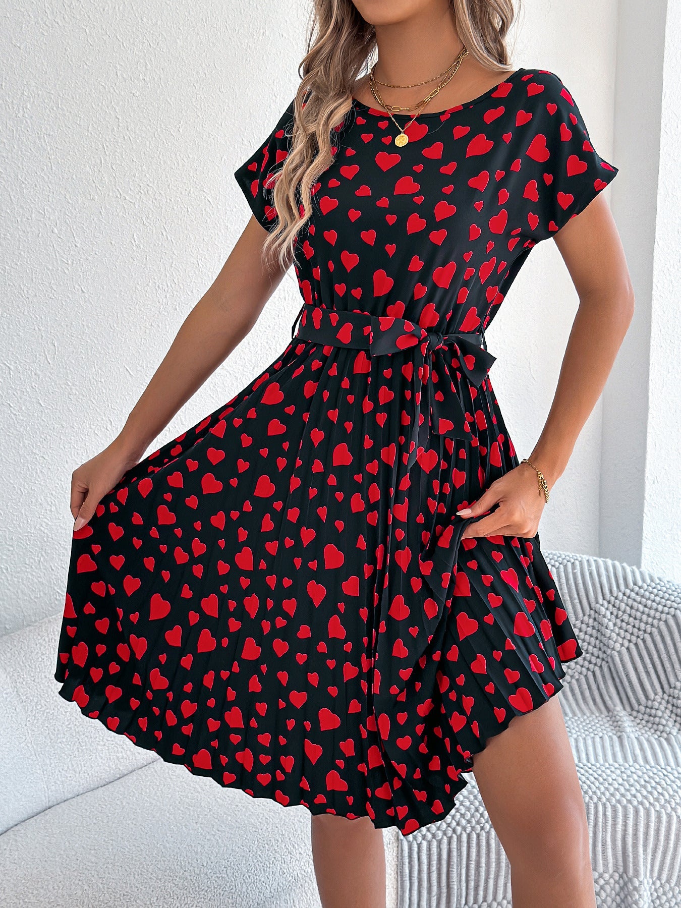 Robe femme Berg-Feldt : Coupe ample, imprimé cœurs et taille élastiquée