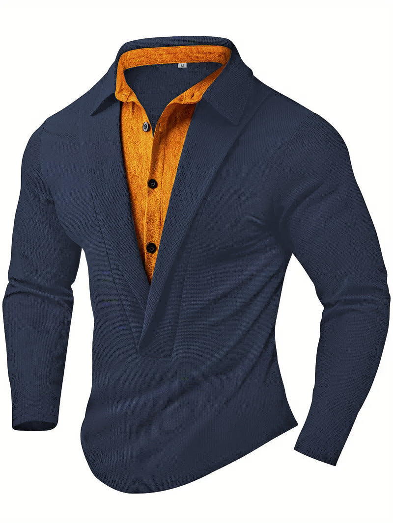 Herren Elegantes Langarmhemd mit modernem Kragen und texturiertem Design Berg-Feldt
