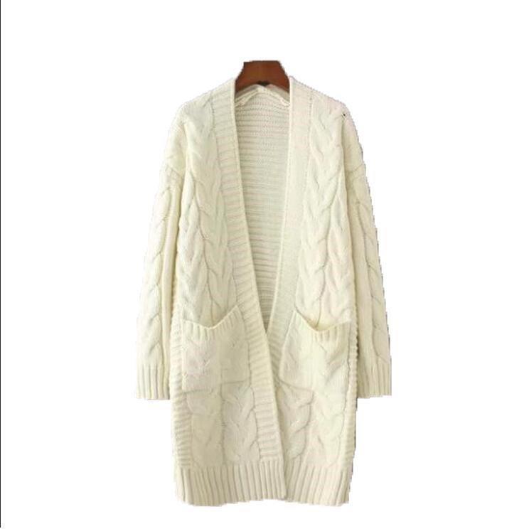 Damen Strickjacke mit grobem Zopfmuster und Taschen Berg-Feldt