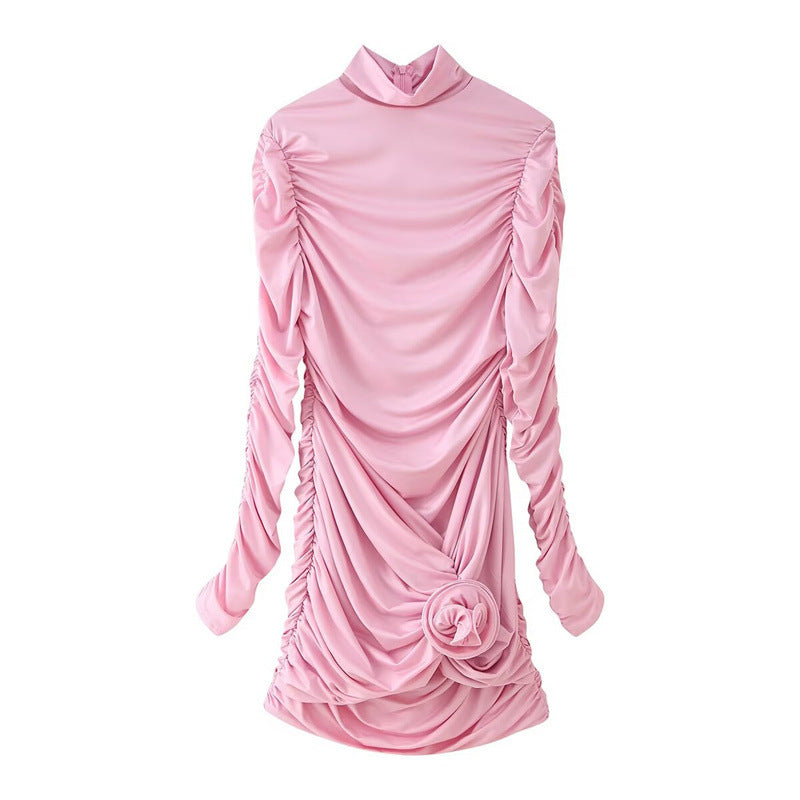 Blouse à accent floral, col montant, fronces – berg-feldt