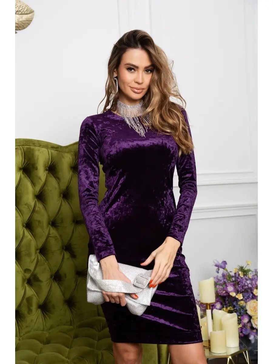 Elegantes Damen-Midikleid aus Samt mit langen Ärmeln von berg-feldt