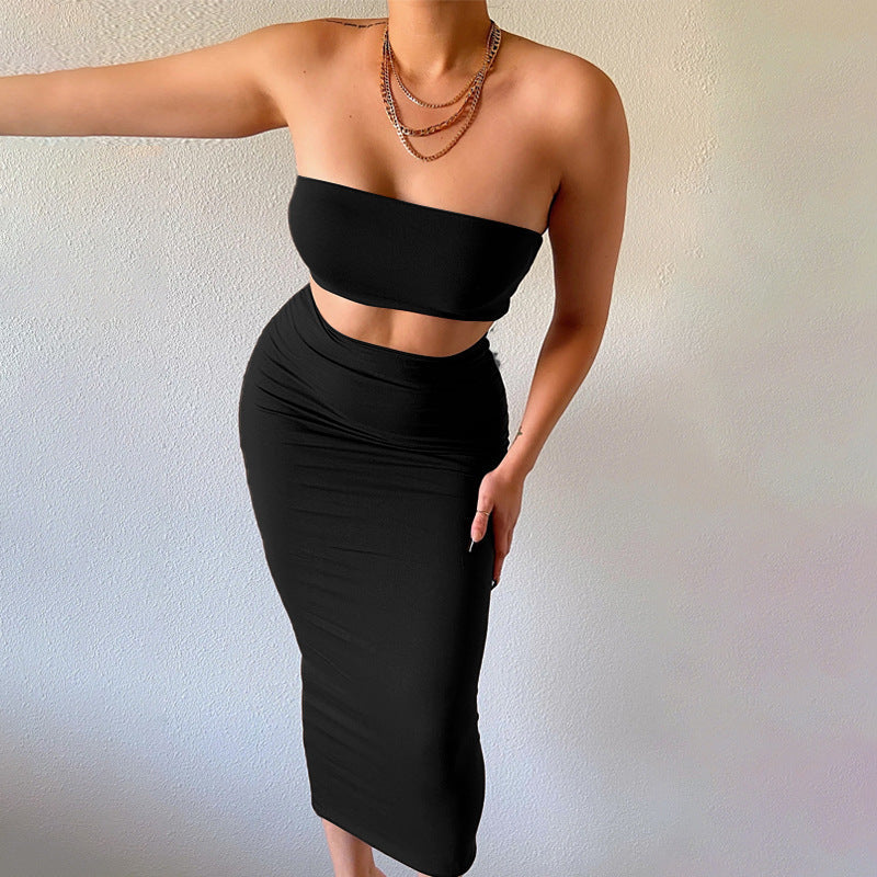 Figurbetontes Damen-Set: Cropped Top und Midi-Rock von berg-feldt