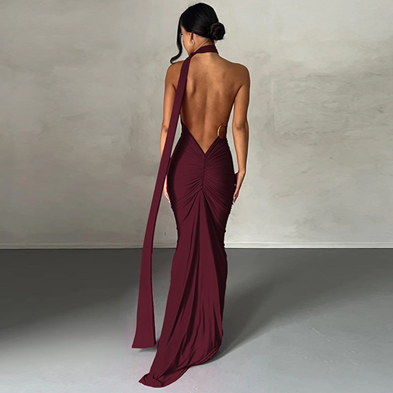Robe longue asymétrique drapée élégante pour femme Berg-Feldt