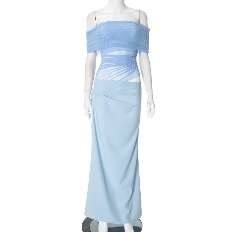 Robe longue à épaules dénudées et volants Berg-Feldt pour femme