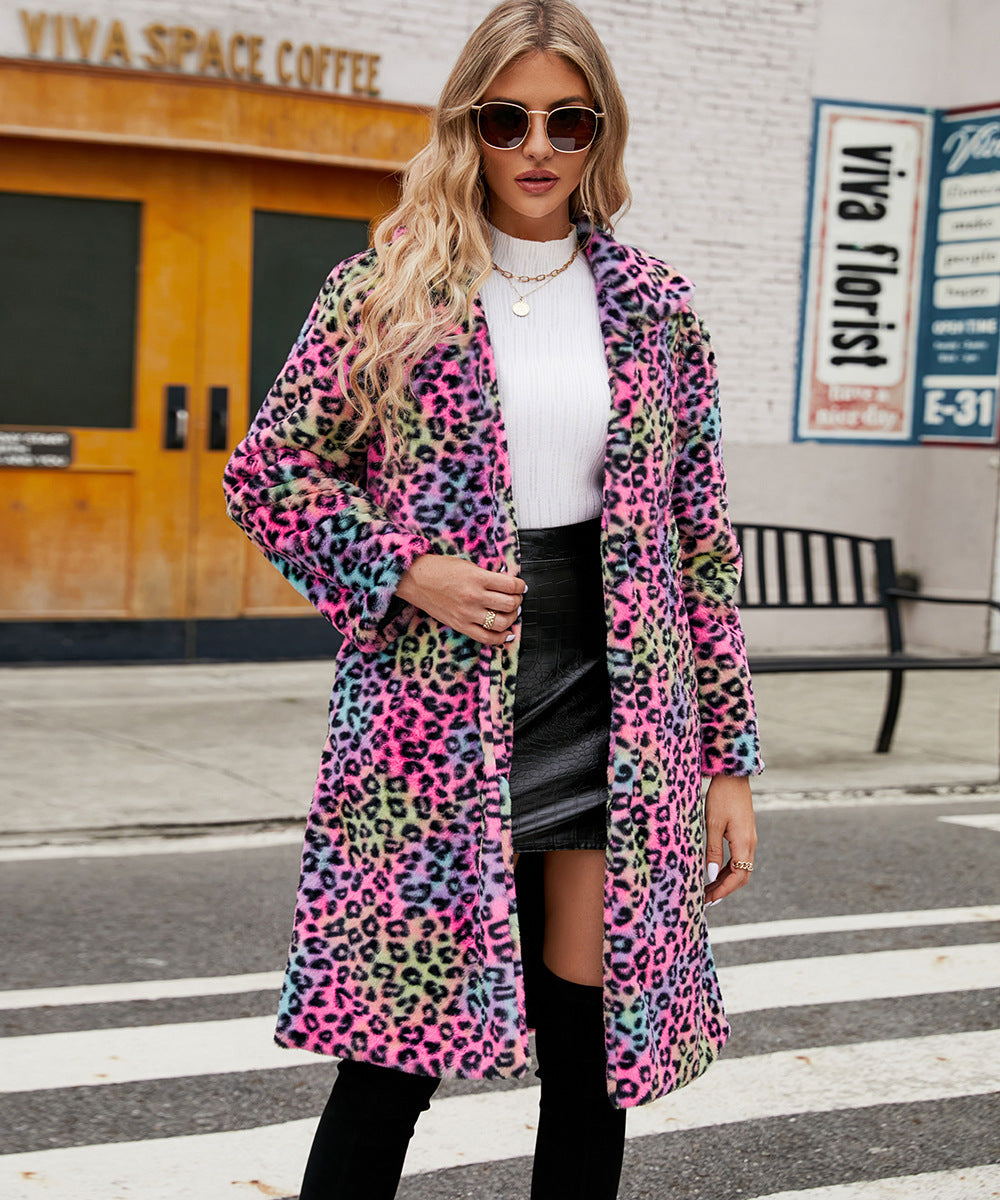 Manteau léopard duveteux pour femme Berg-Feldt