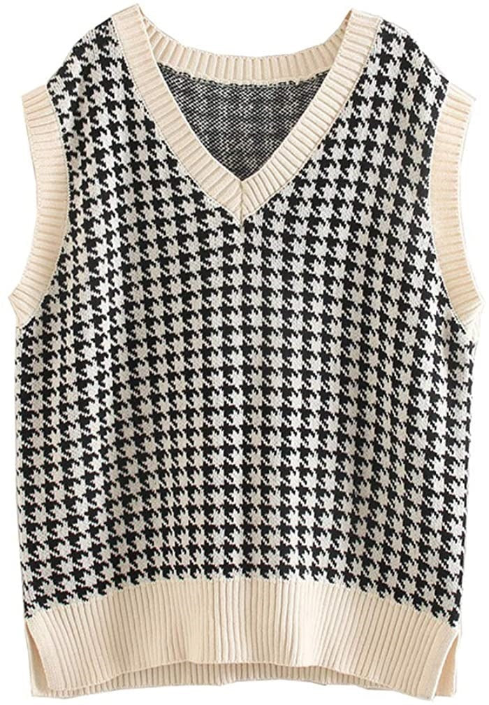 Gilet tricoté sans manches pour femme avec motif pied-de-poule moderne Berg-Feldt