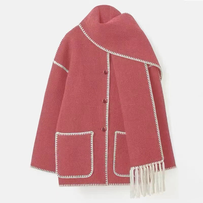 Damen Oversized Strickjacke mit Fransen und Taschen Berg-Feldt