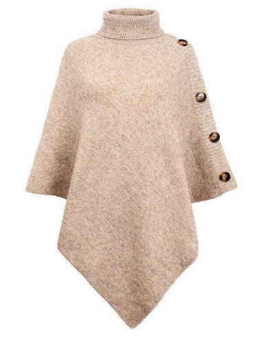 Poncho en maille pour femme avec col montant et détails de boutons décoratifs Berg-Feldt
