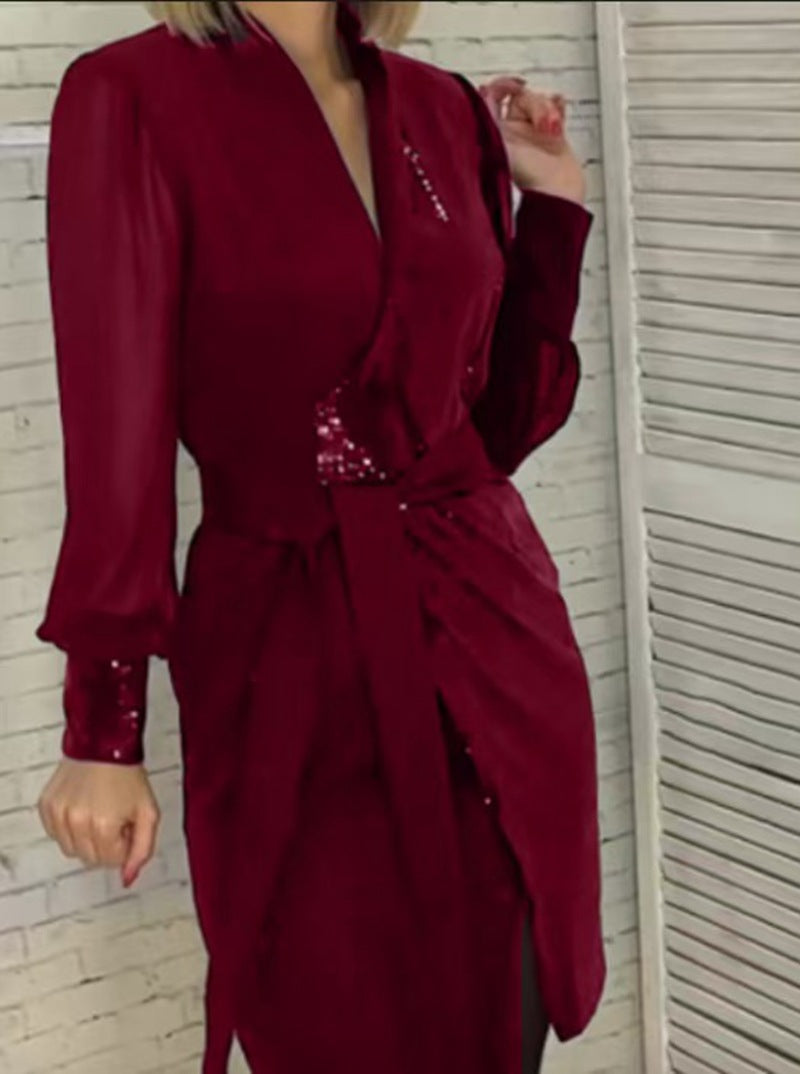 Robe cache-cœur glamour à sequins pour femme berg-feldt