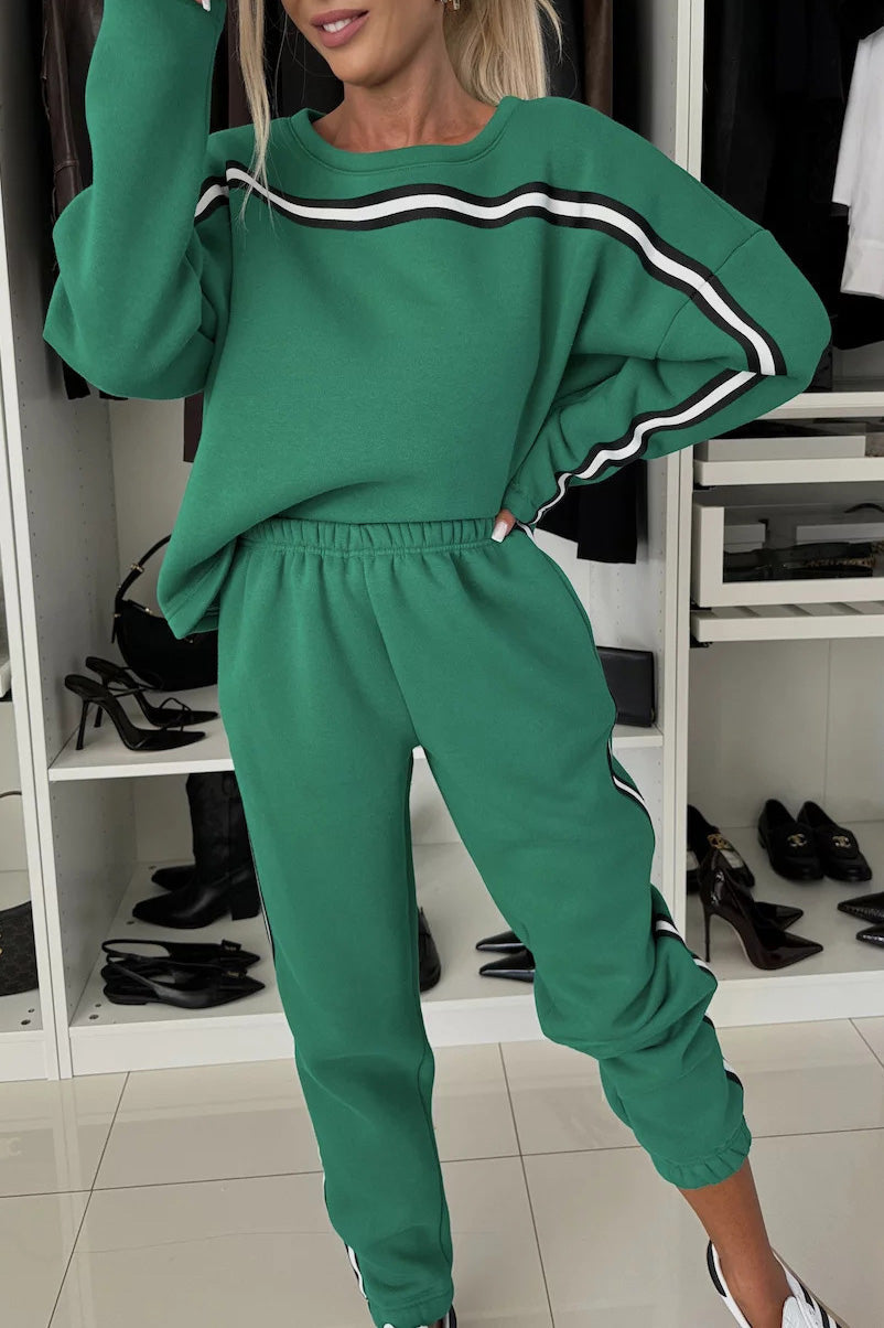 Berg-Feldt | Vibes Langarm Sweatshirt und Elastische Hose Zweiteiler Satz
